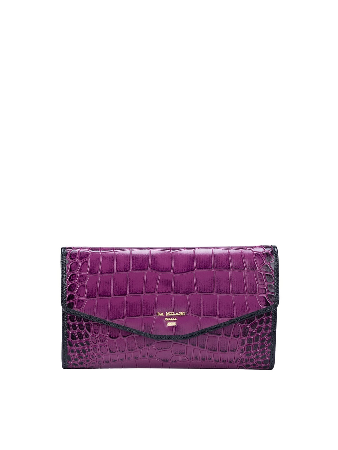 

Da Milano Women Textured Leather Envelope Wallets, Purple