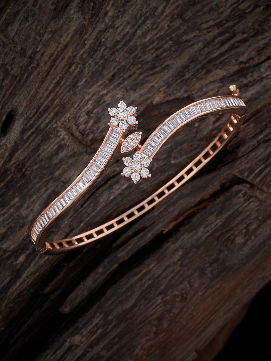 

Kushal's Fashion Jewellery Rose Gold-Plated Cubic Zirconia Kada Bracelet