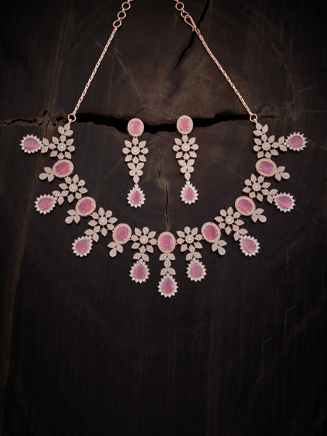 

Kushal's Fashion Jewellery Rose Gold-Plated CZ-Studded Jewellery Set