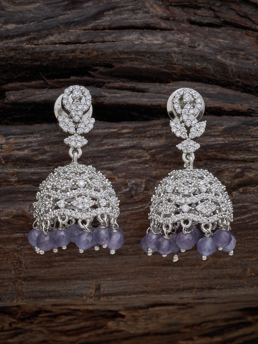 

Kushal's Fashion Jewellery Rhodium-Plated Dome Shaped Jhumkas, Silver