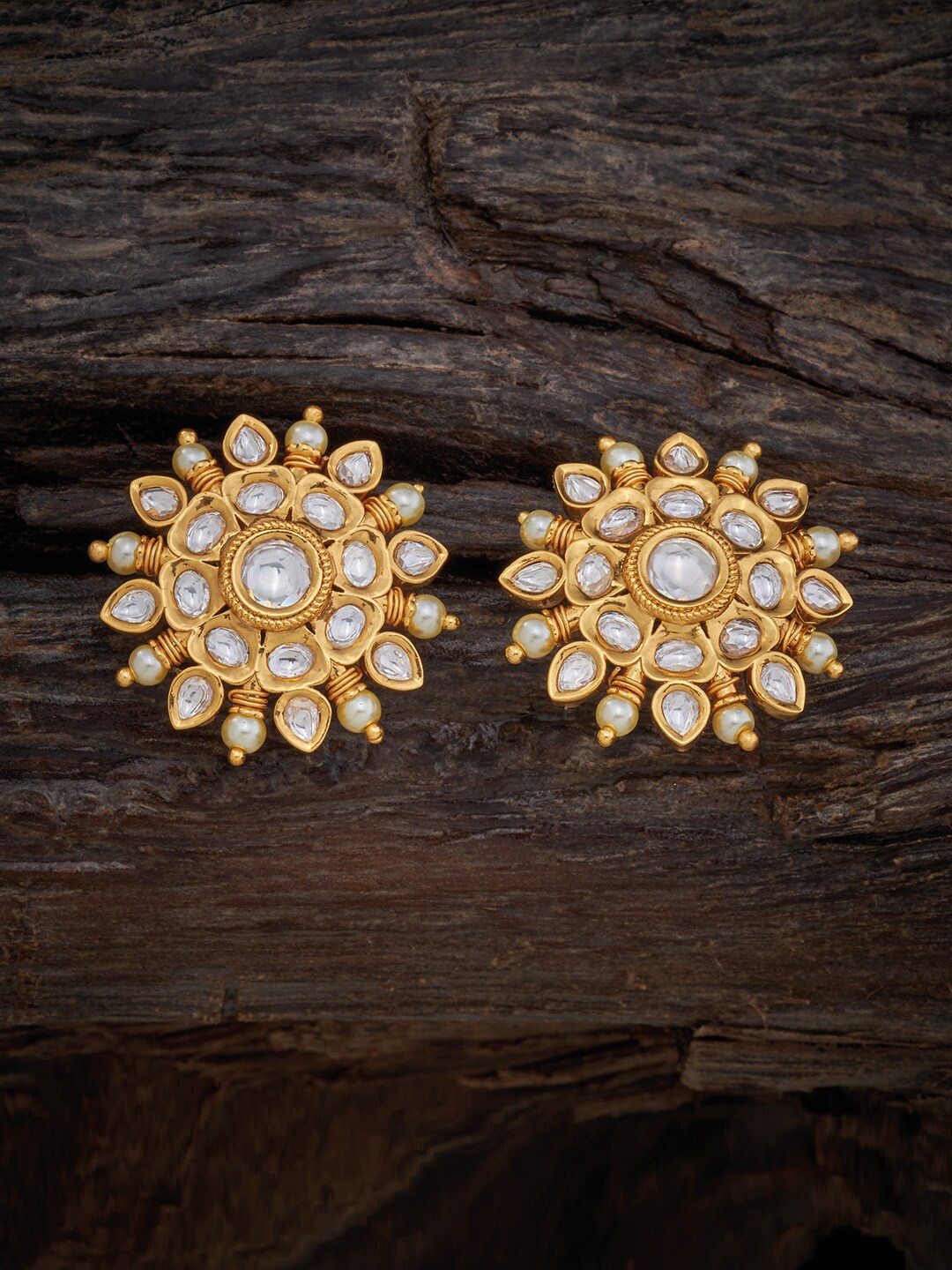 

Kushal's Fashion Jewellery Gold-Plated Circular Studs Earrings