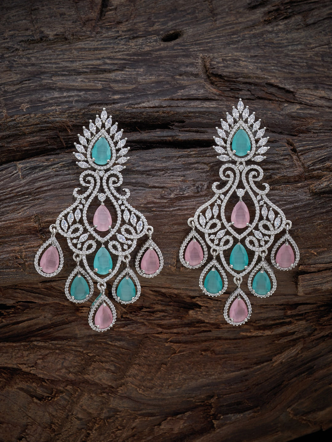 

Kushal's Fashion Jewellery Rhodium-Plated Contemporary Drop Earrings, Silver