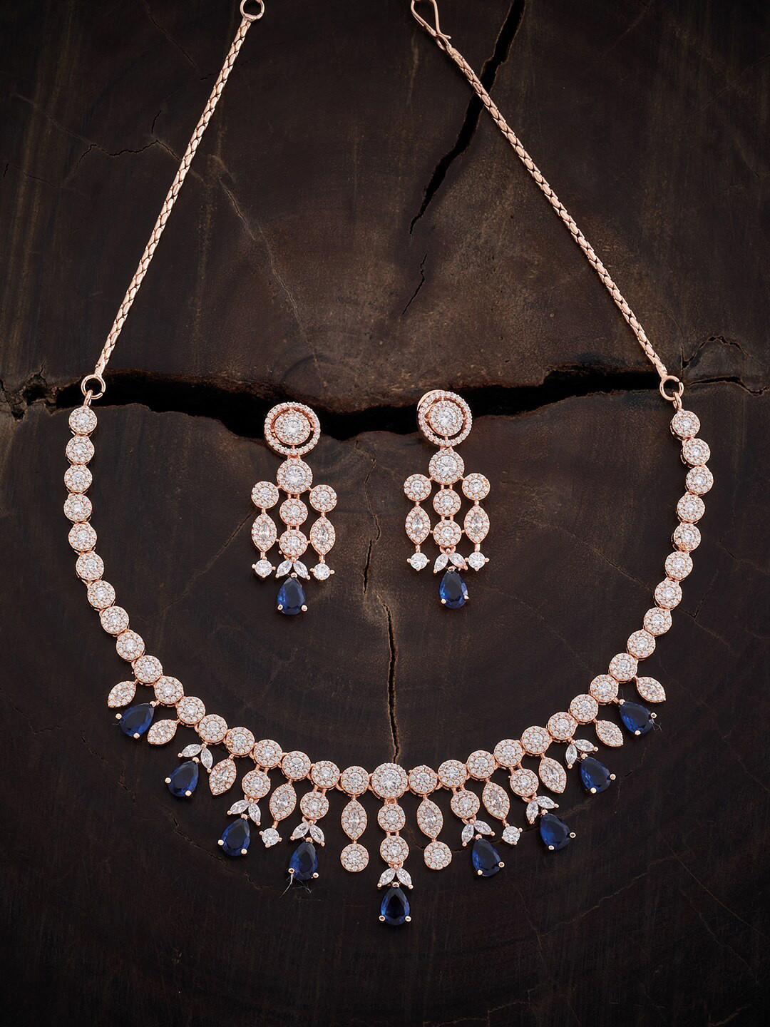 

Kushal's Fashion Jewellery Rose Gold-Plated CZ-Studded Jewellery Set