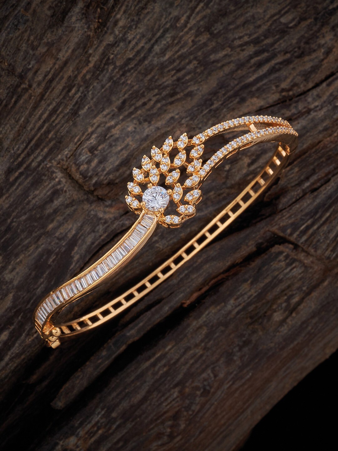 

Kushal's Fashion Jewellery Women Gold-Plated Cubic Zirconia Kada Bracelet