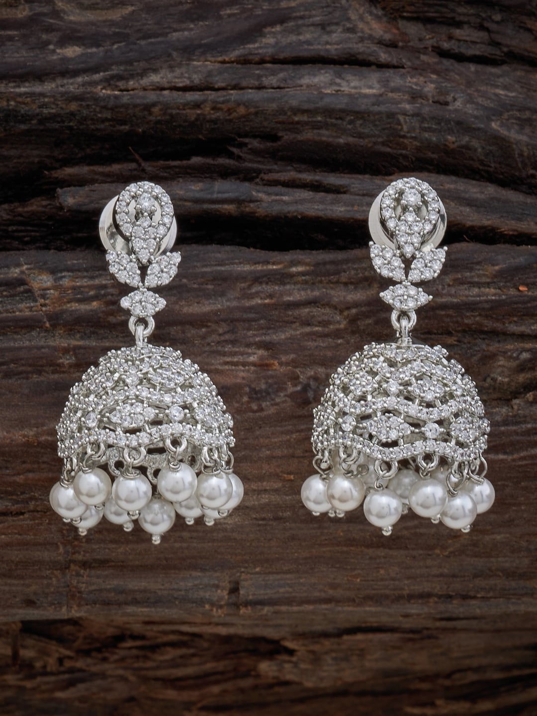 

Kushal's Fashion Jewellery White Dome Shaped Jhumkas Earrings