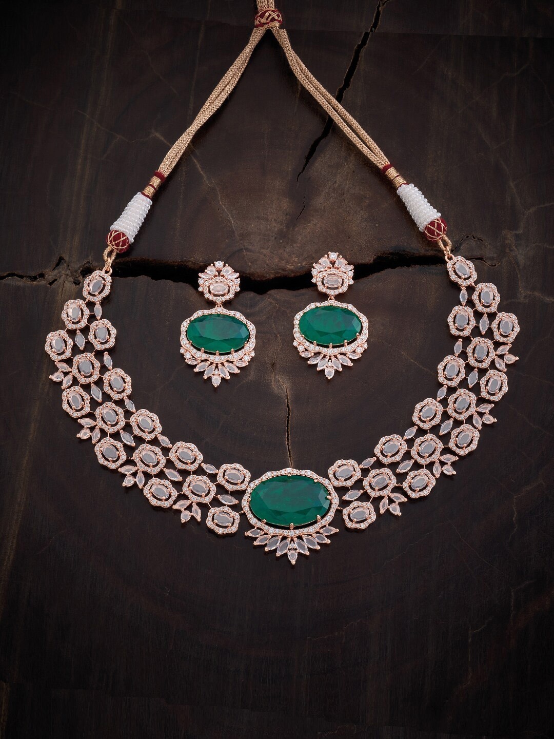 

Kushal's Fashion Jewellery Rose Gold-Plated CZ-Studded Jewellery Set