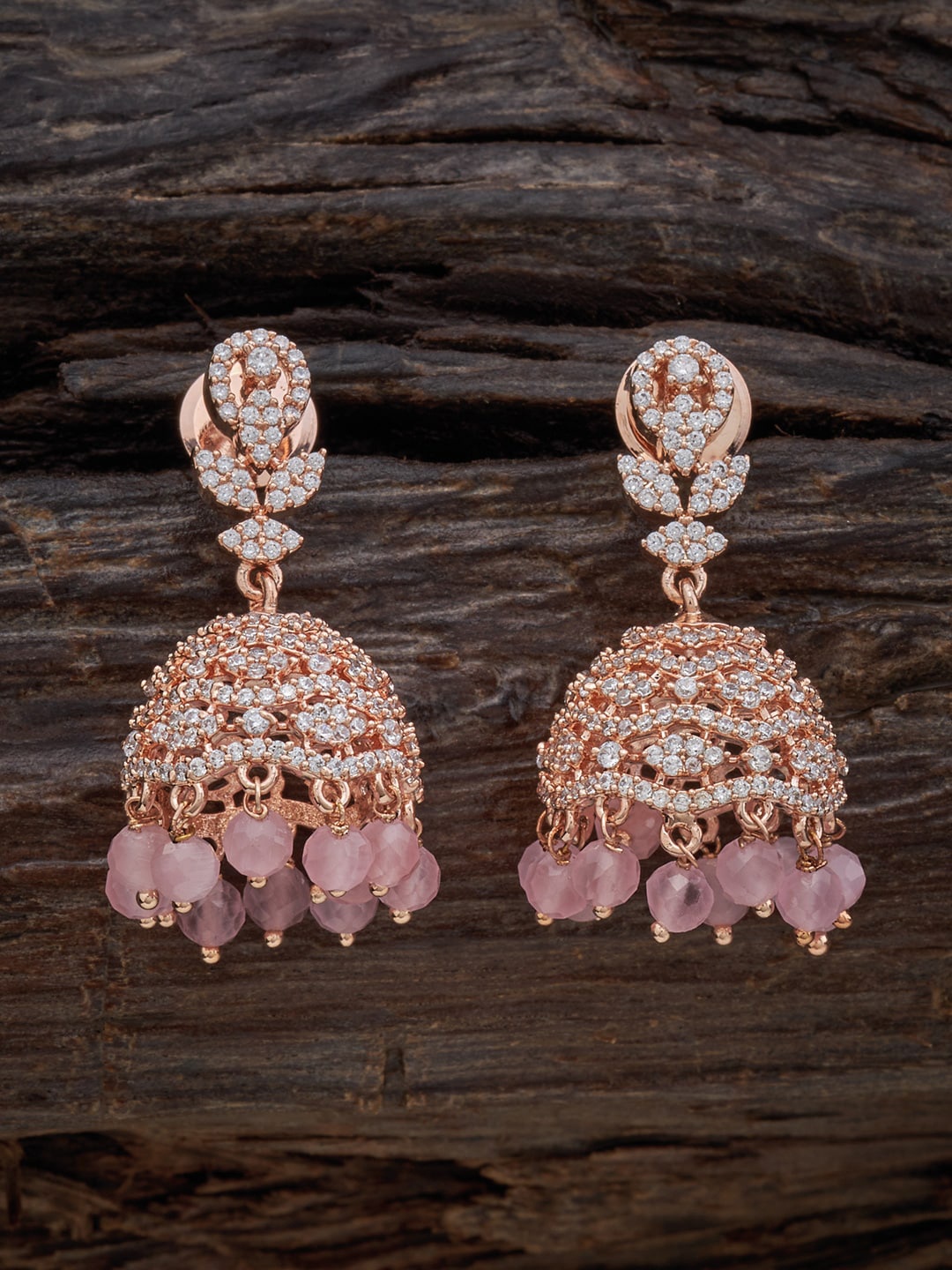 

Kushal's Fashion Jewellery Rose Gold-Plated Dome Shaped Jhumkas Earrings