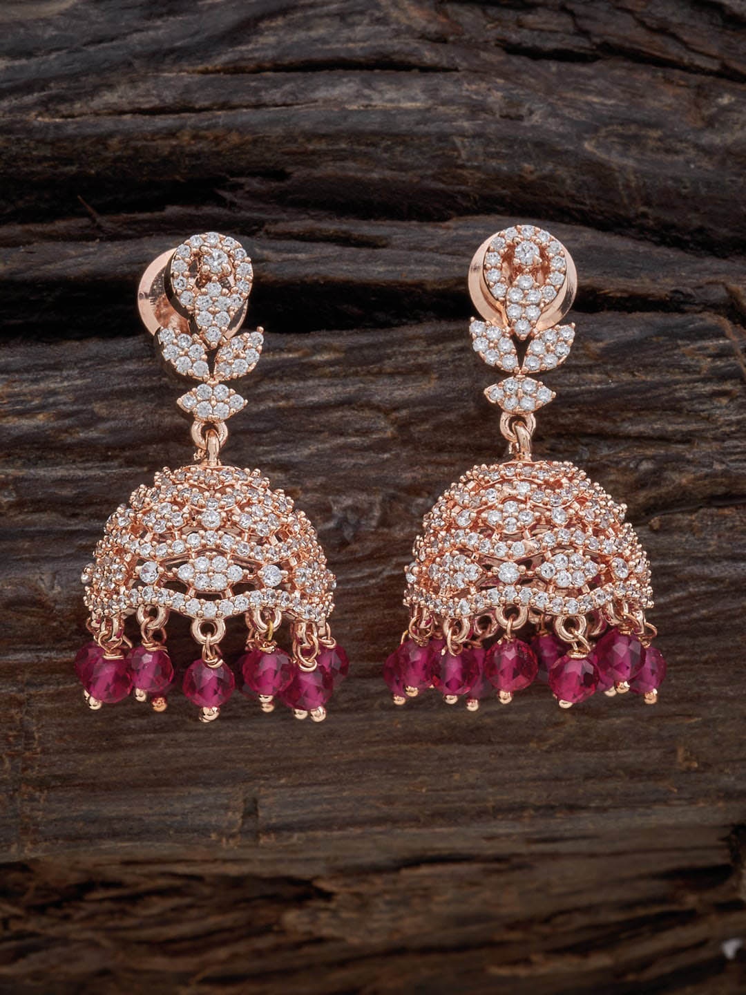 

Kushal's Fashion Jewellery Rose Gold-Plated Dome Shaped Jhumkas Earrings