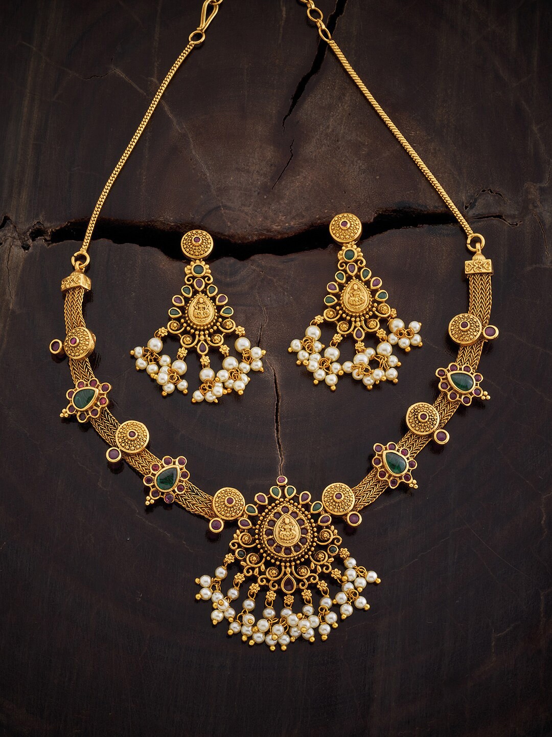 

Kushal's Fashion Jewellery Gold-Plated Stone-Studded & Beaded Jewellery Set