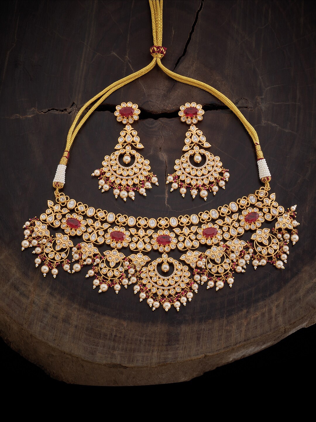 

Kushal's Fashion Jewellery Gold-Plated Kundan-Studded & Beaded Jewellery Set