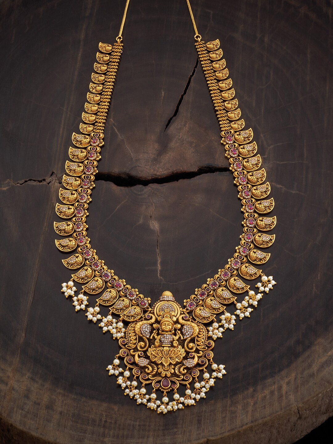

Kushal's Fashion Jewellery Copper Gold-Plated Temple Necklace