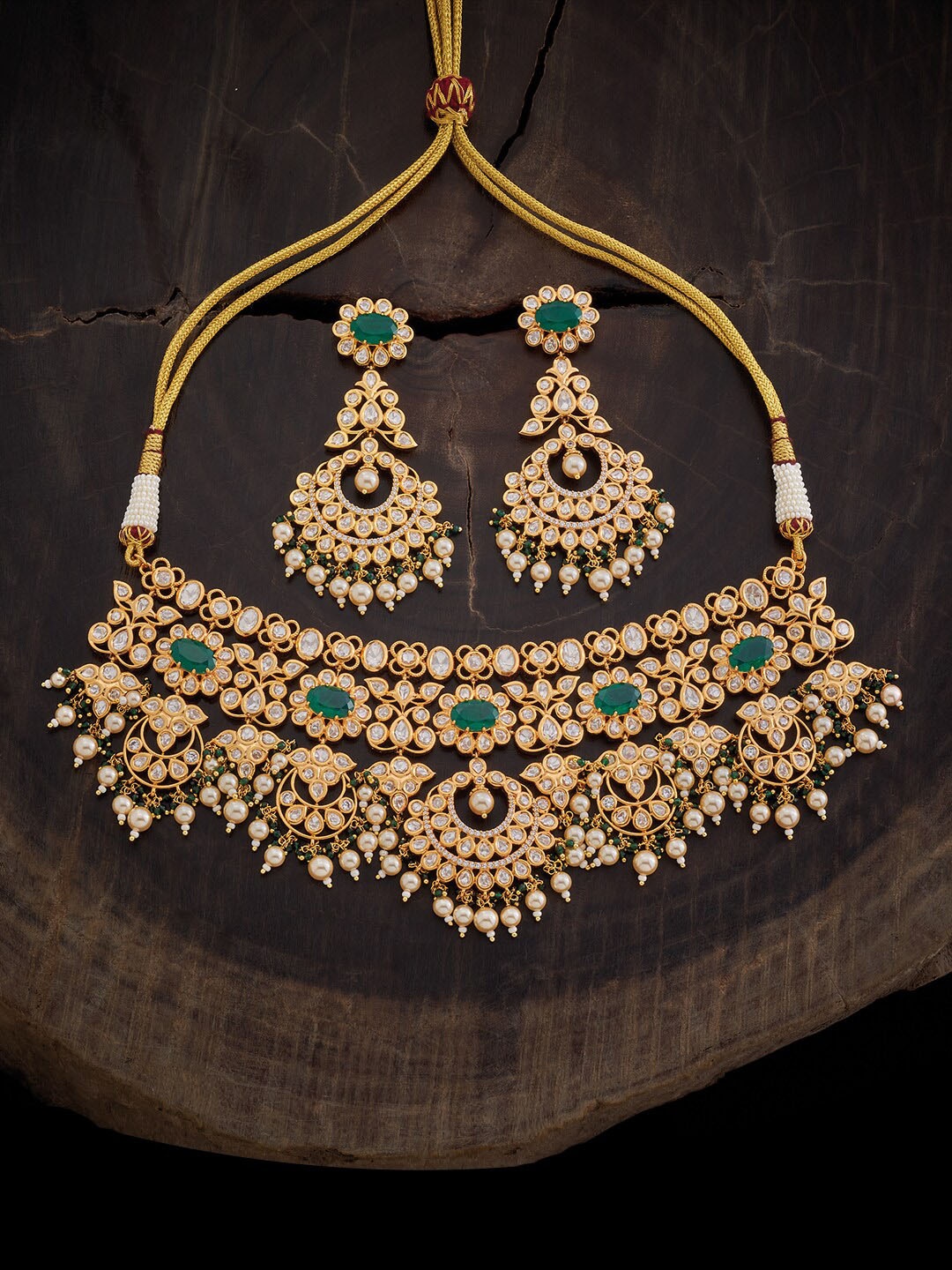 

Kushal's Fashion Jewellery Gold-Plated Kundan-Studded & Beaded Jewellery Set