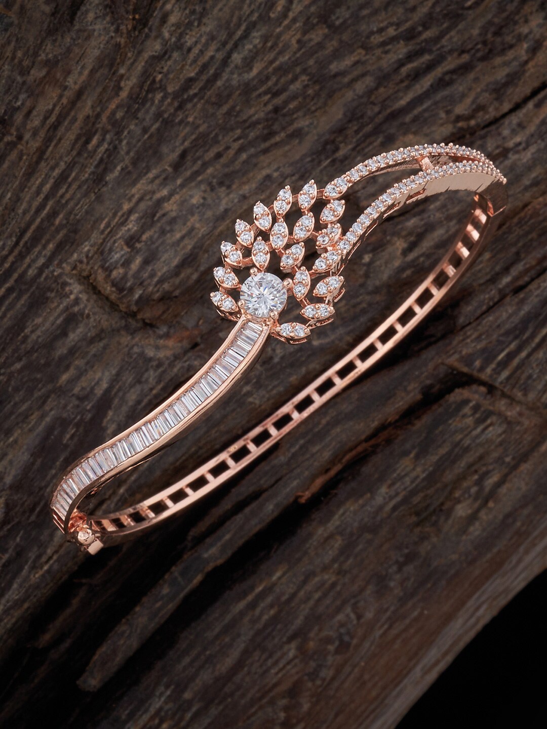 

Kushal's Fashion Jewellery Cubic Zirconia Kada Bracelet, Rose gold