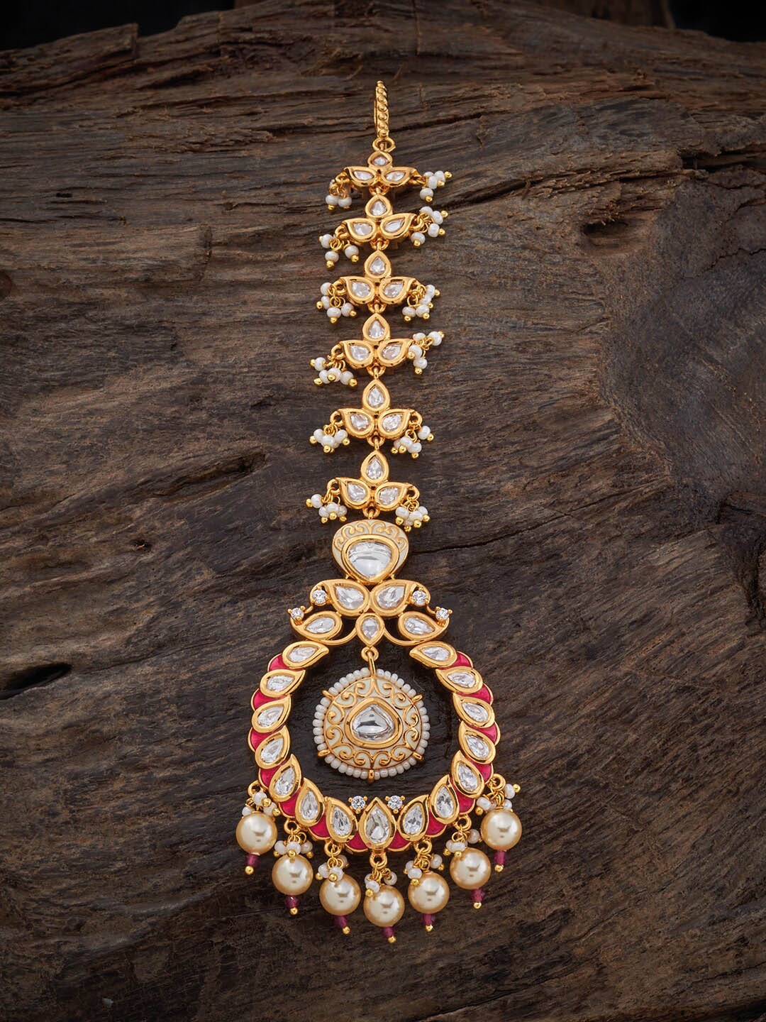 

Kushal's Fashion Jewellery Kundan Studded & Beaded Maang Tikka, Gold