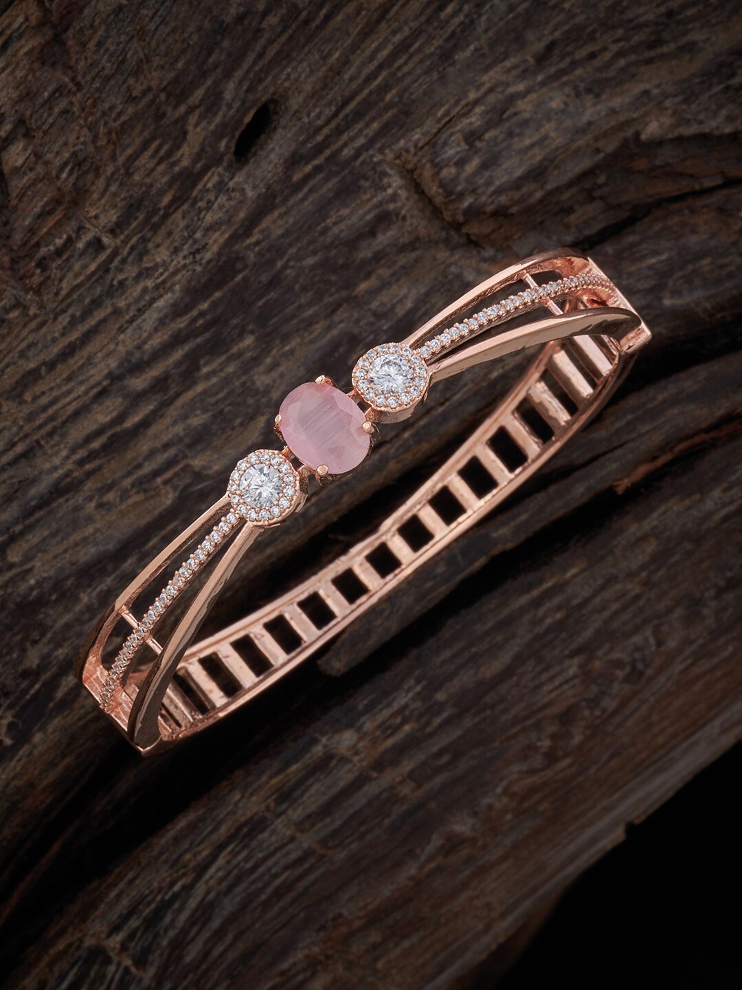 

Kushal's Fashion Jewellery Gold-Plated Cubic Zirconia Kada Bracelet