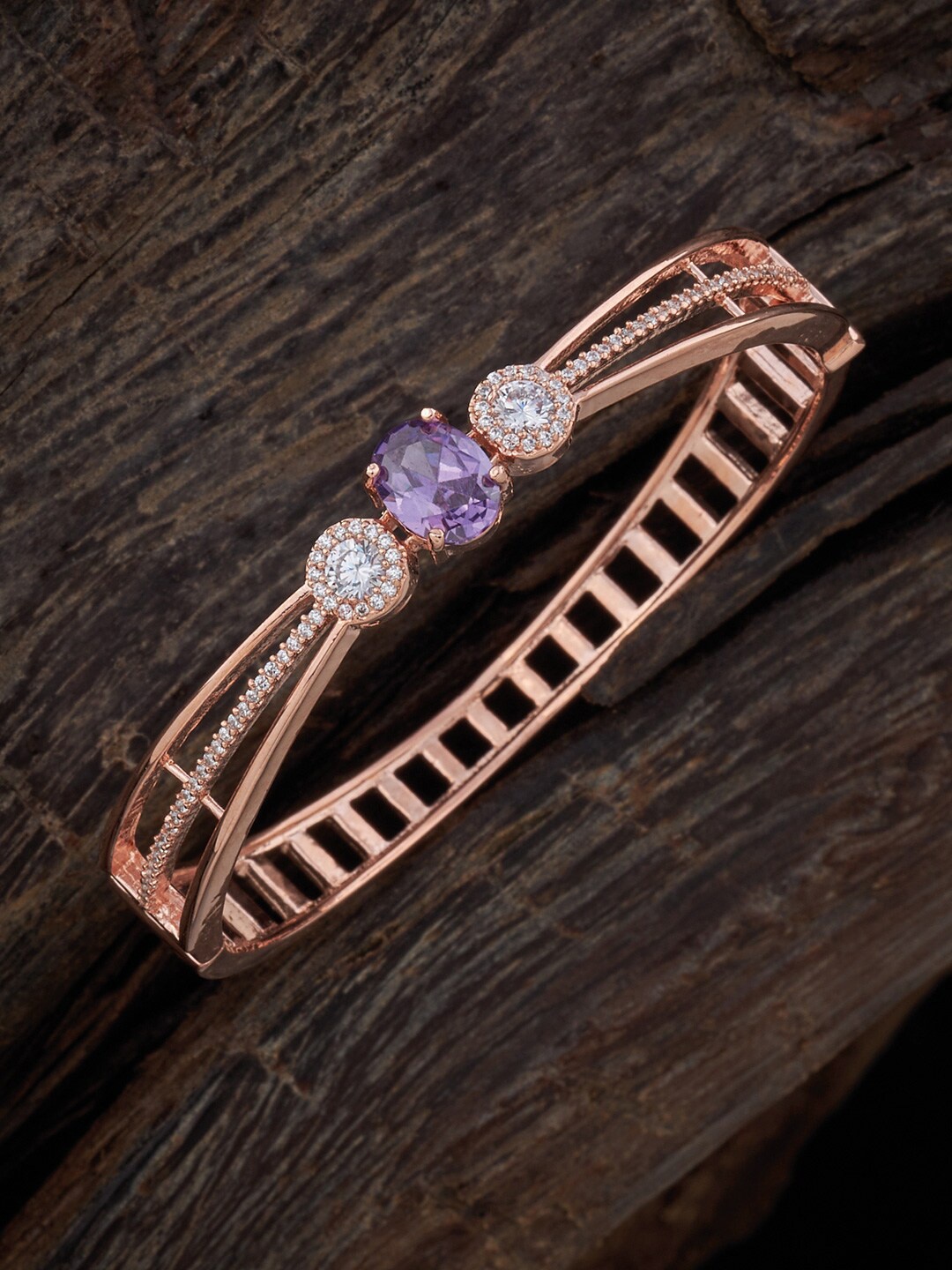 

Kushal's Fashion Jewellery Cubic Zirconia Kada Bracelet, Rose gold