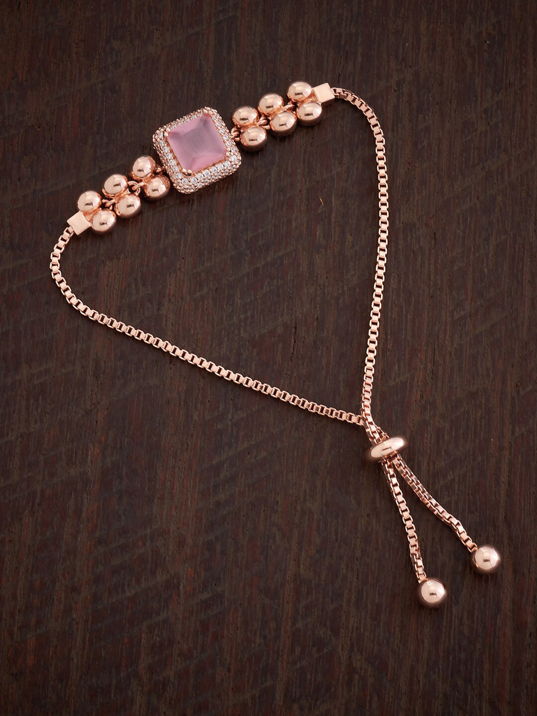 

Kushal's Fashion Jewellery Rose Gold-Plated Cubic Zirconia Cuff Bracelet