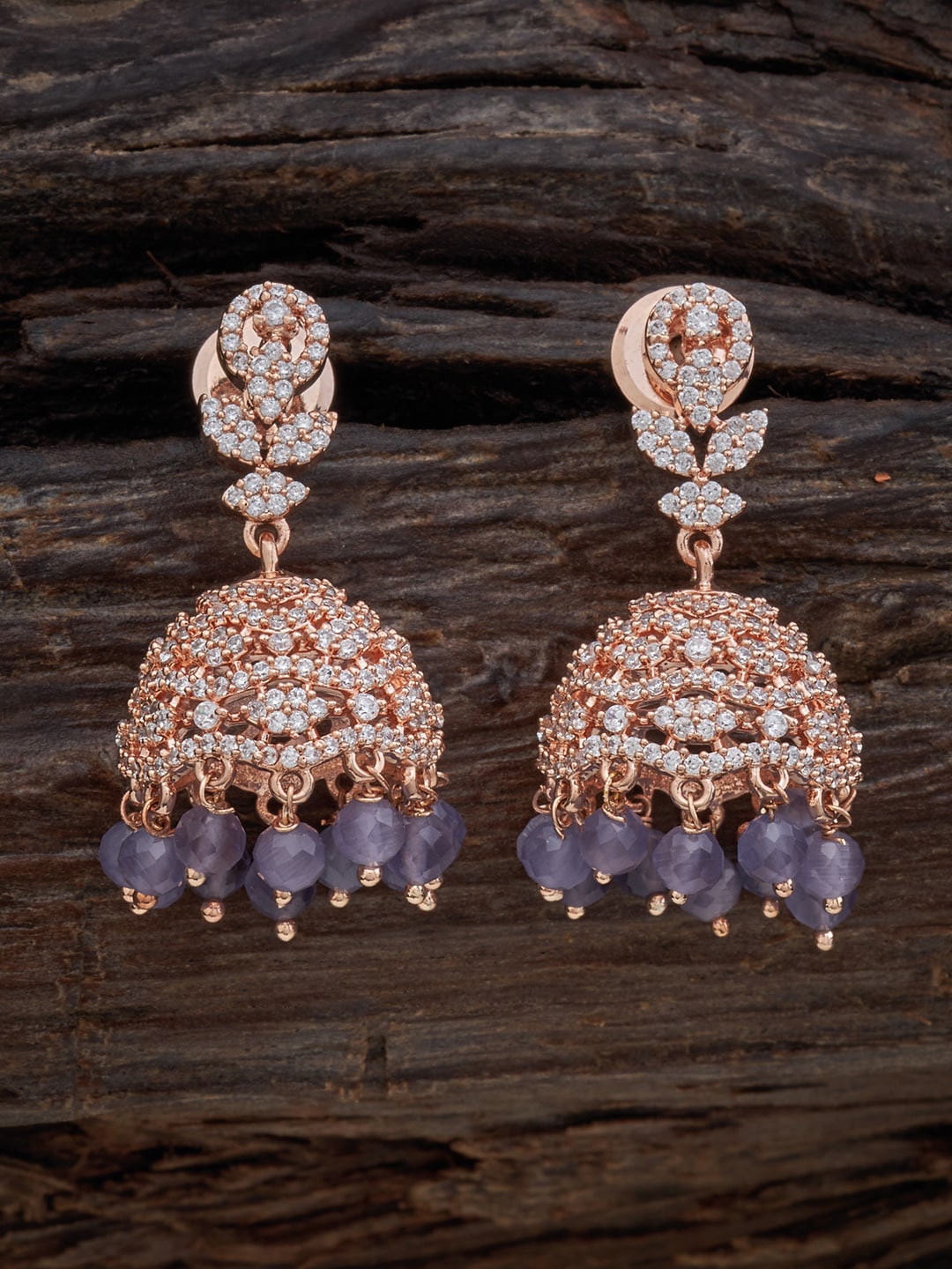 

Kushal's Fashion Jewellery Dome Shaped Jhumkas Earrings, Lavender