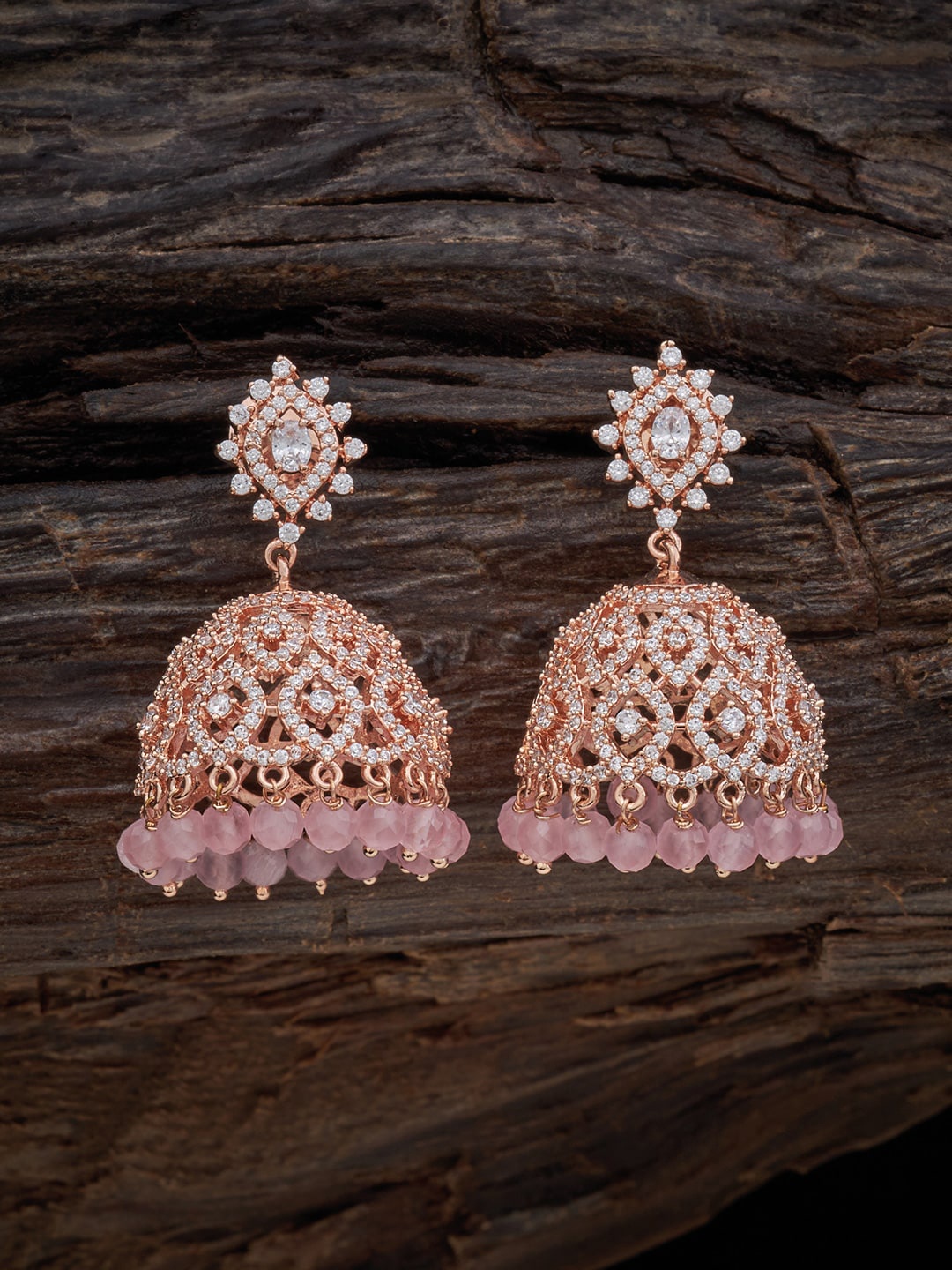 

Kushal's Fashion Jewellery Dome Shaped Jhumkas Earrings, Pink