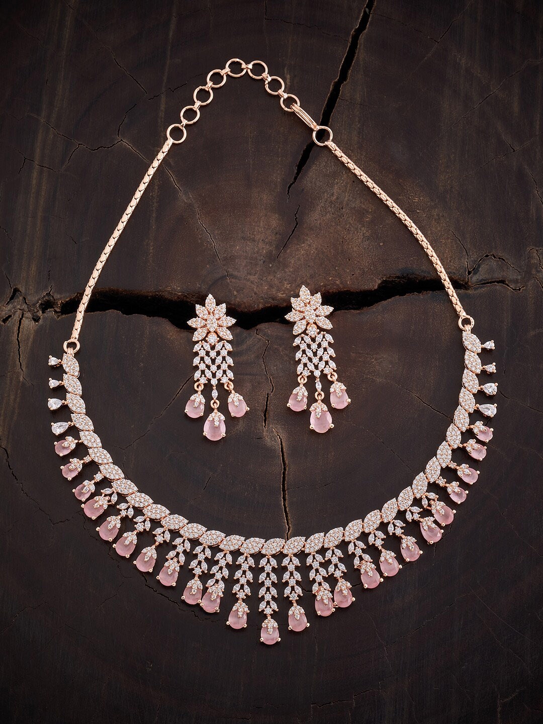 

Kushal's Fashion Jewellery Rose-Gold Plated Stone-Studded Jewellery Set