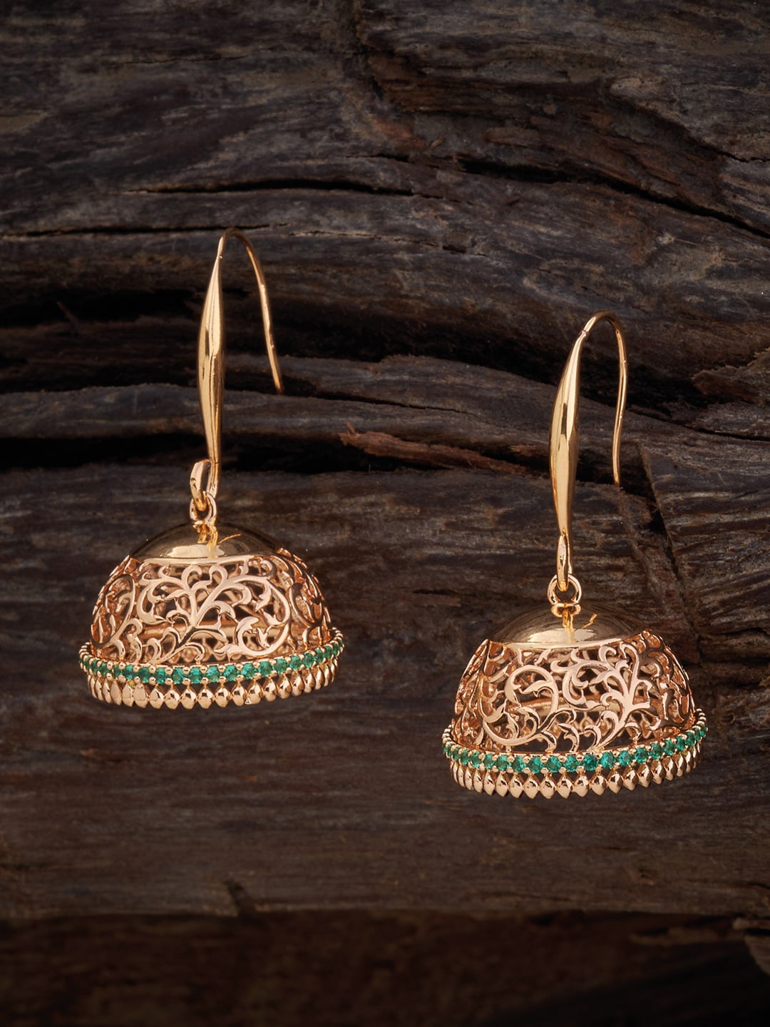 

Kushal's Fashion Jewellery Green Dome Shaped Jhumkas Earrings