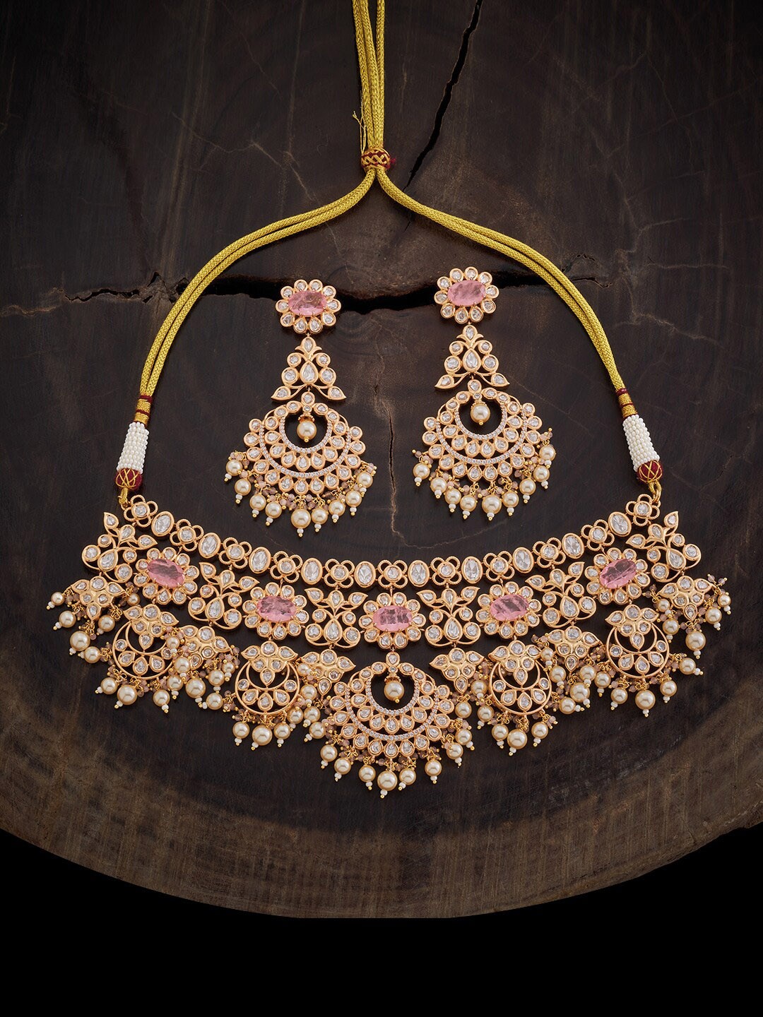

Kushal's Fashion Jewellery Gold-Plated Kundan-Studded & Beaded Jewellery Set