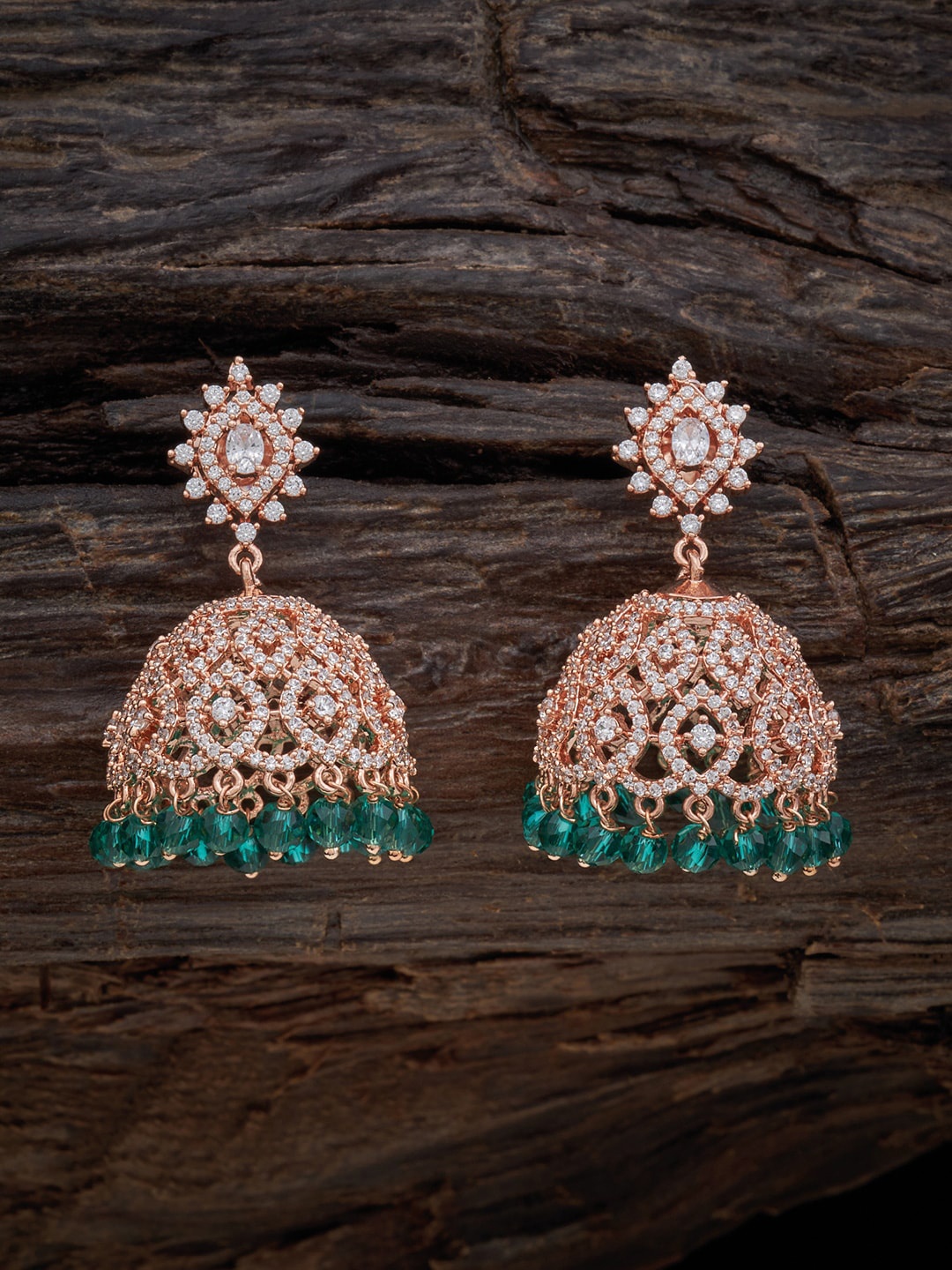 

Kushal's Fashion Jewellery Rose Gold-Plated Dome Shaped Jhumkas Earrings