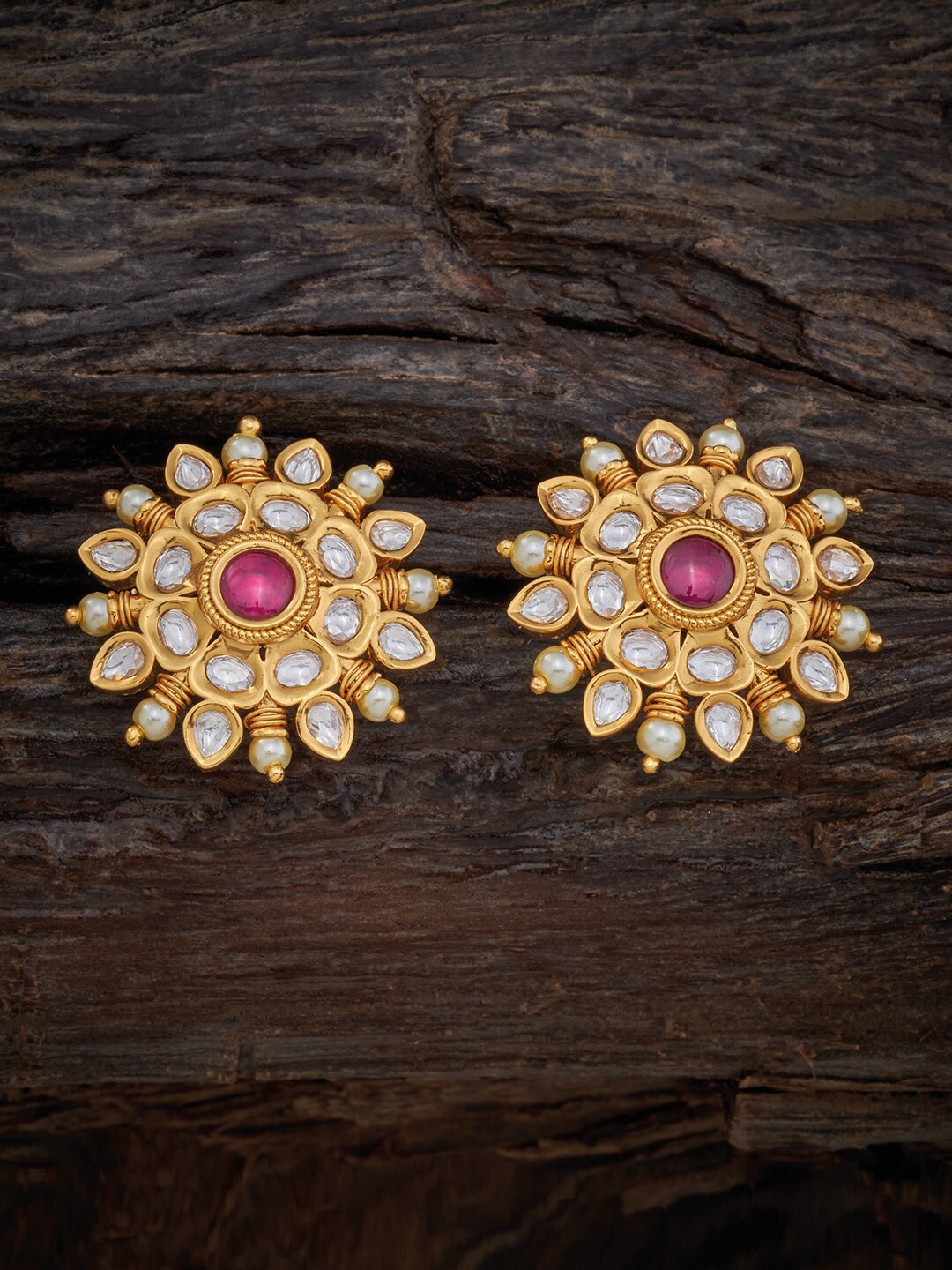 

Kushal's Fashion Jewellery Circular Studs Earrings, Red