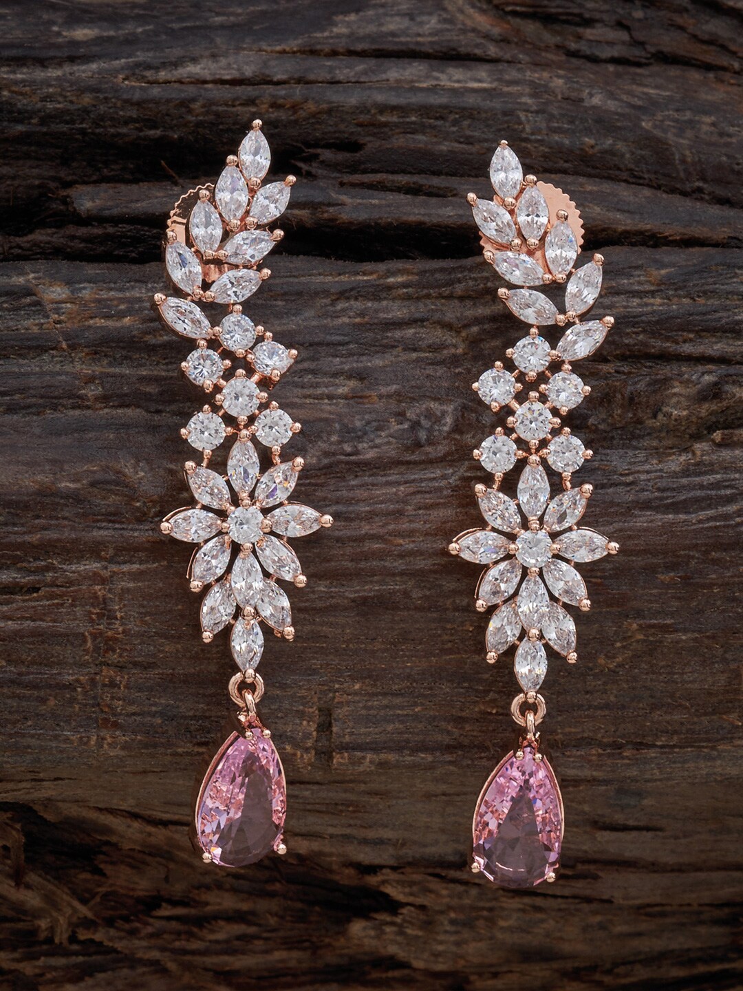 

Kushal's Fashion Jewellery Pink Feather Shaped Drop Earrings