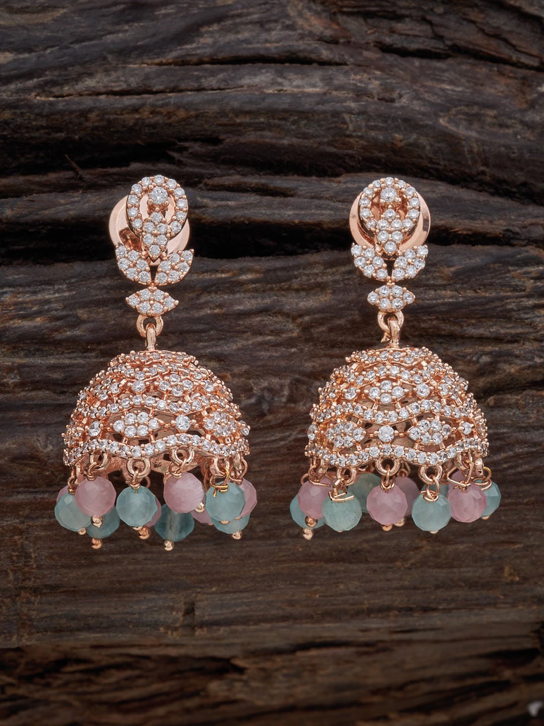 

Kushal's Fashion Jewellery Rose-Gold-Plated Dome Shaped Jhumkas