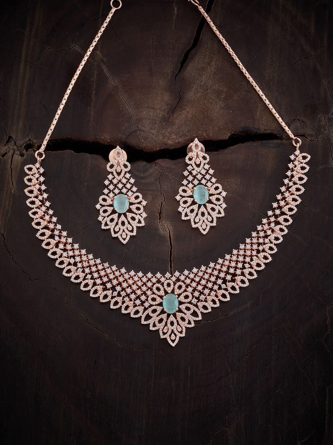 

Kushal's Fashion Jewellery Rose-Gold Plated Cubic Zirconia Jewellery Set