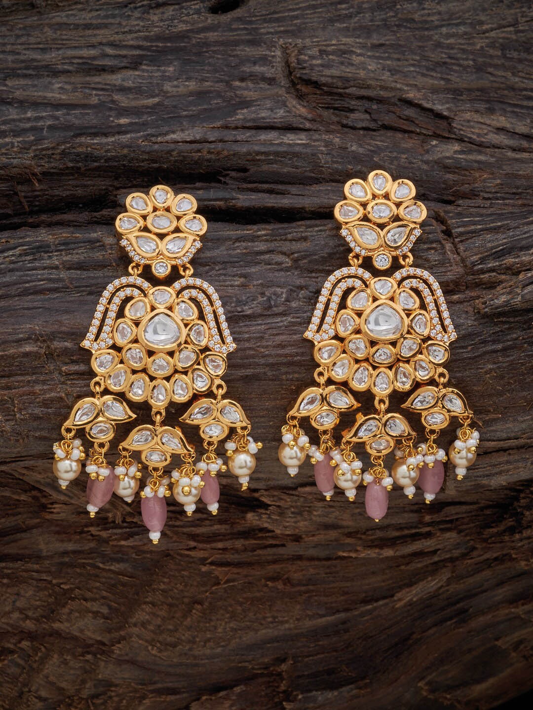 

Kushal's Fashion Jewellery Classic Kundan Drop Earrings, Gold