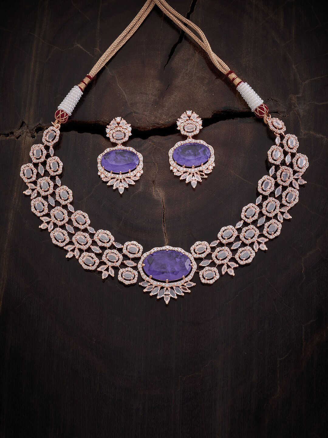 

Kushal's Fashion Jewellery Rose Gold-Plated Zircon Necklace Set