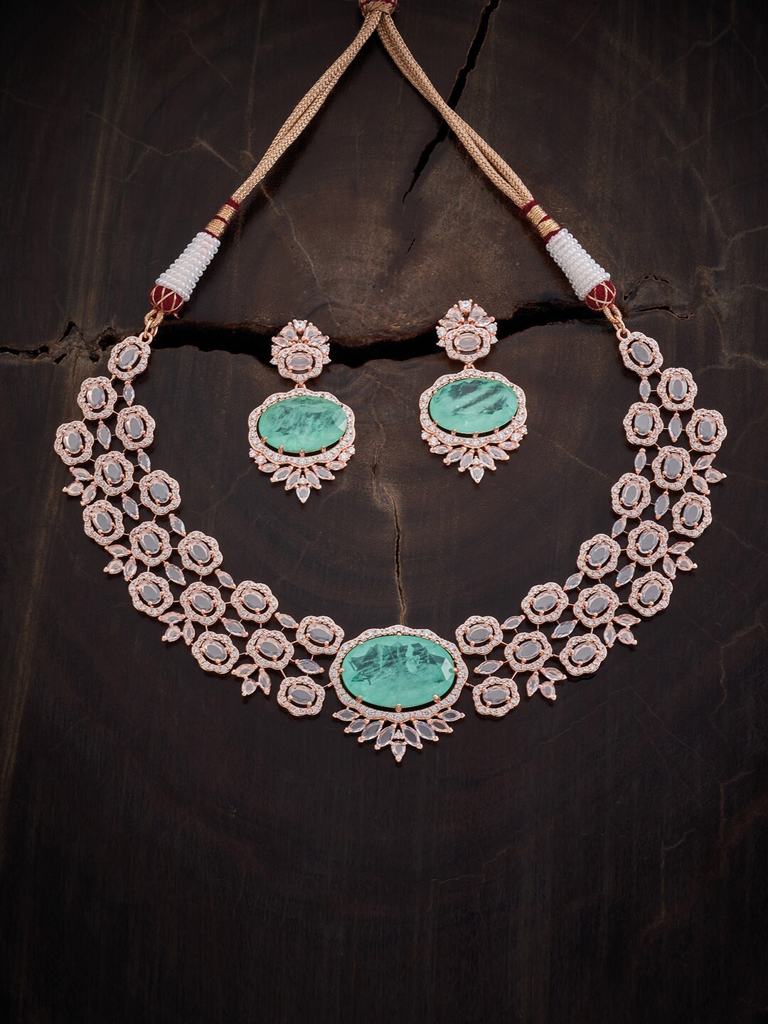 

Kushal's Fashion Jewellery Rose Gold-Plated Cubic Zirconia-Studded Jewellery Set