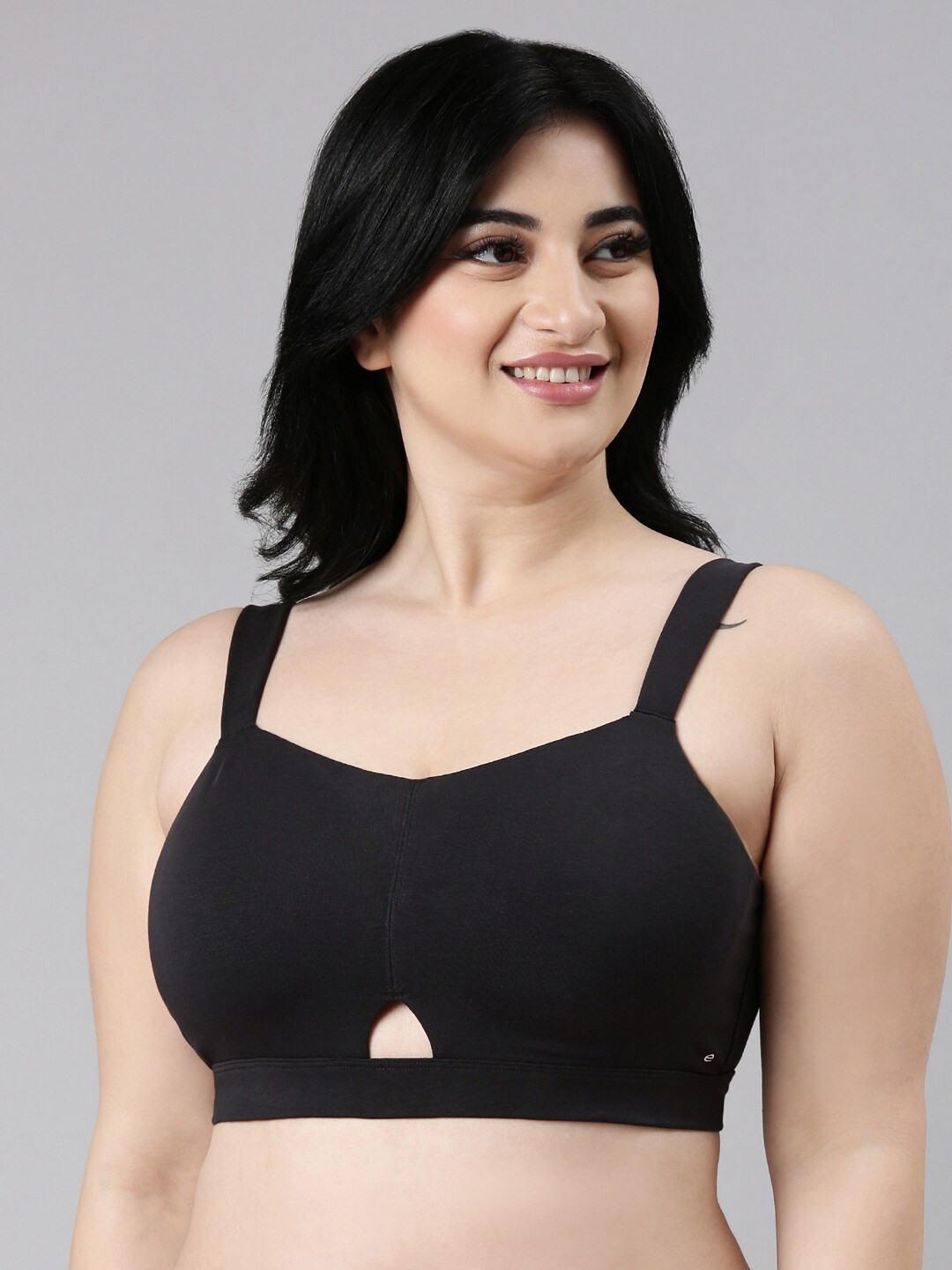 

Enamor Cloud Soft Black Cotton Full Support Minimizer Bra A064