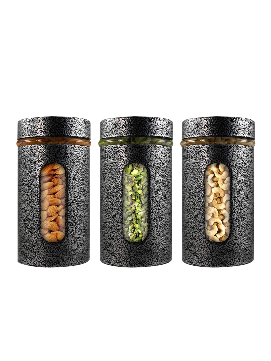 

Home Puff 3-Pcs Black Airtight Glass Canisters Set