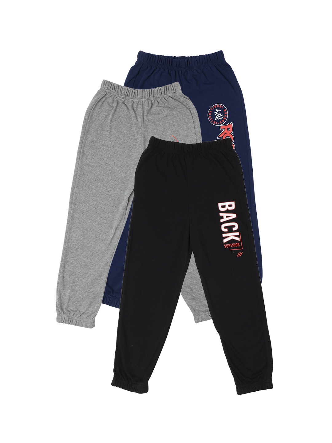 

Billion Boys Pack Of 3 Typography Printed Cotton Joggers, Grey