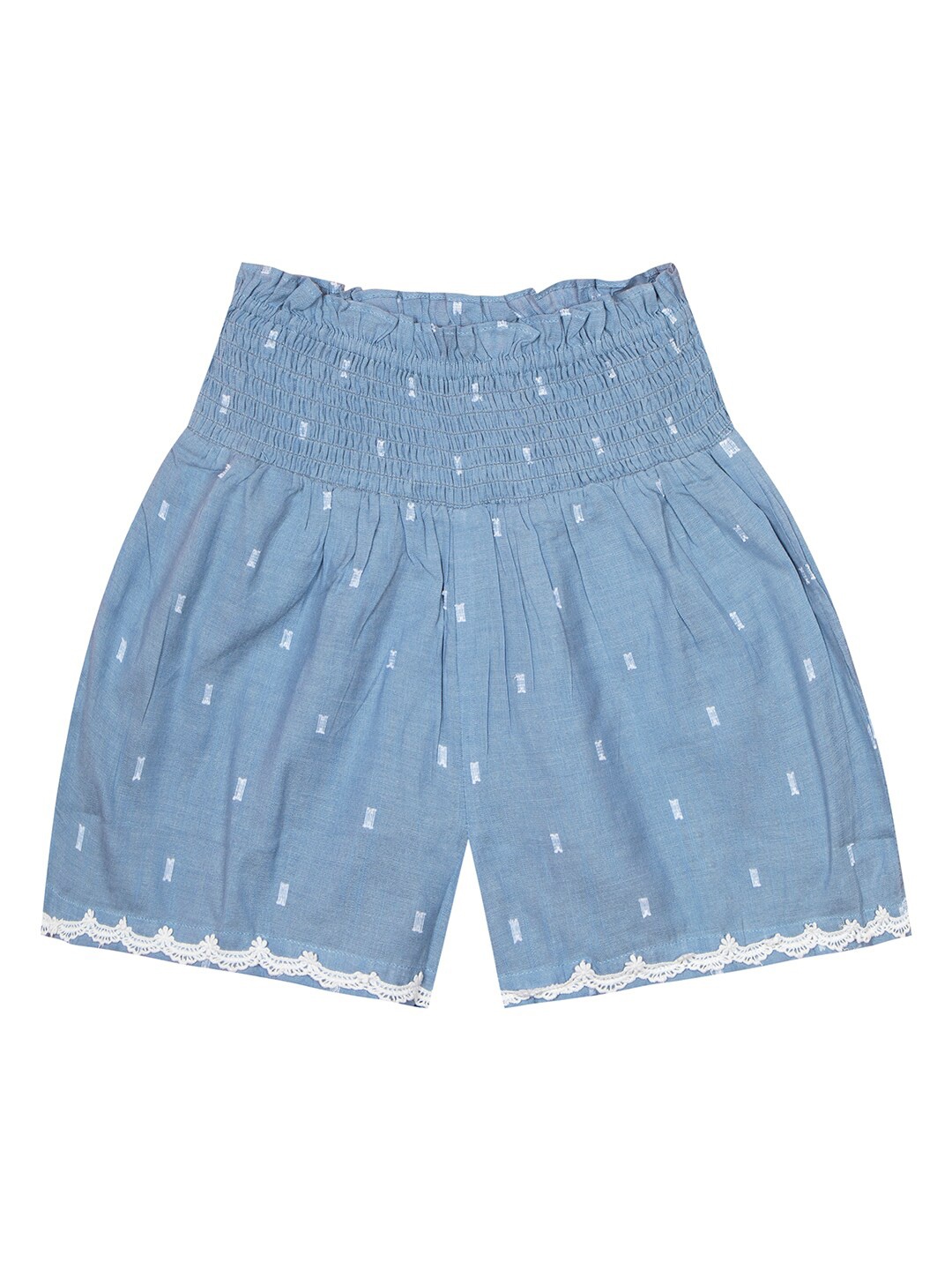

Budding Bees Girls Self Design High-Rise Cotton Shorts, Blue