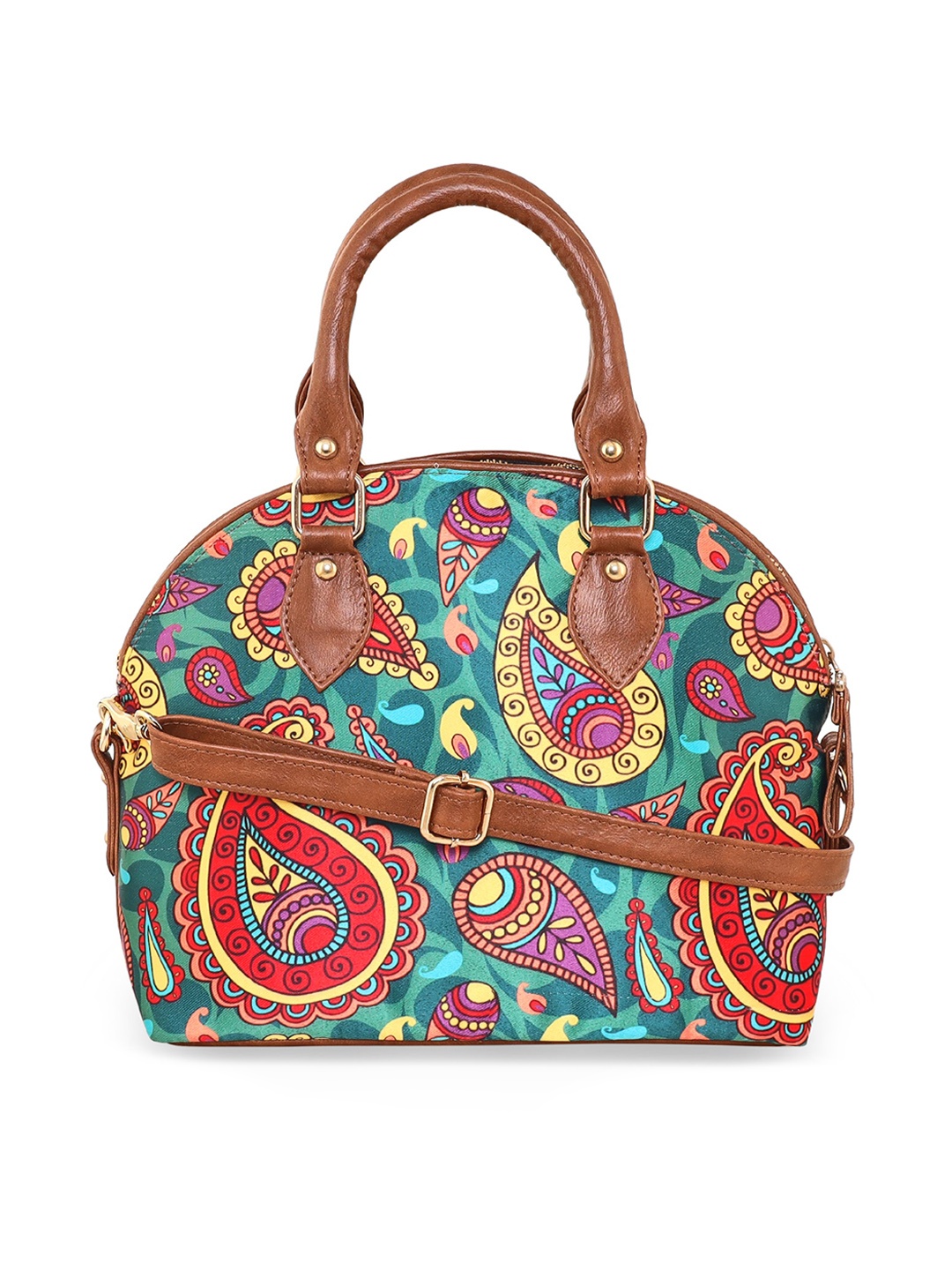 

Sabhyata Ethnic Motifs Printed Shopper Handheld Bag, Green