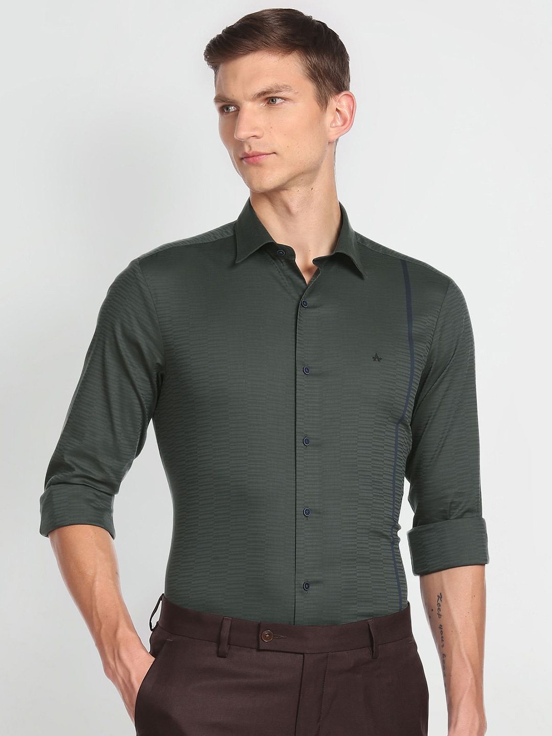 

Arrow New York Self Design Skinny Fit Formal Shirt, Green