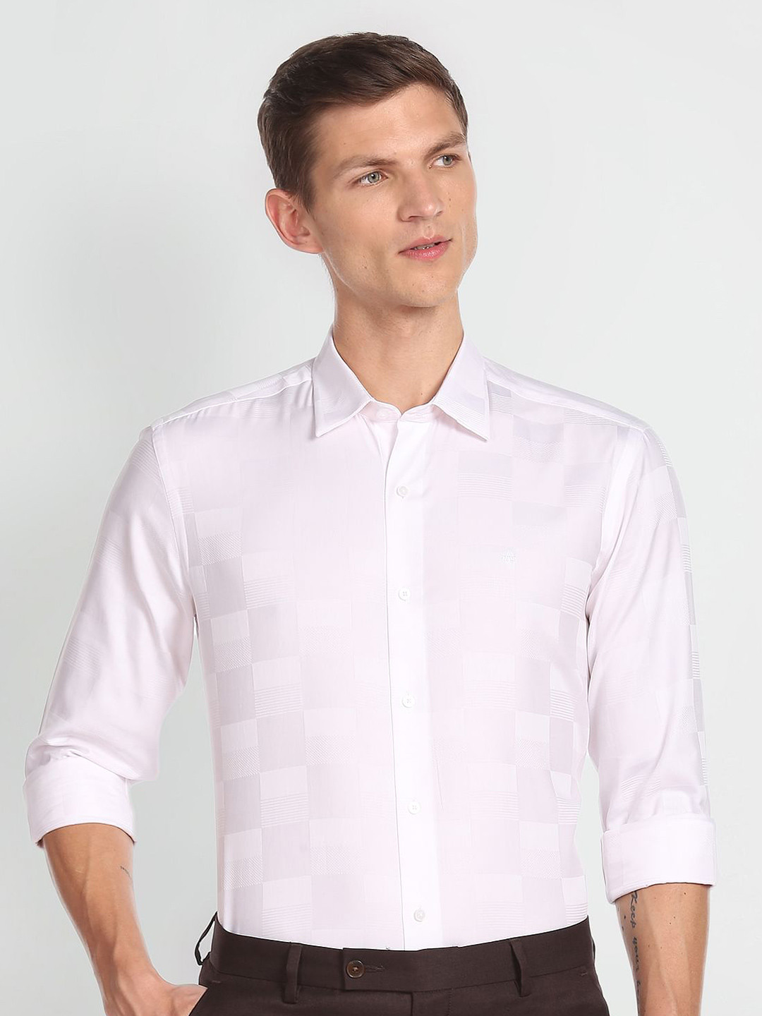 

Arrow New York Slim Fit Self Design Pure Cotton Formal Shirt, Pink