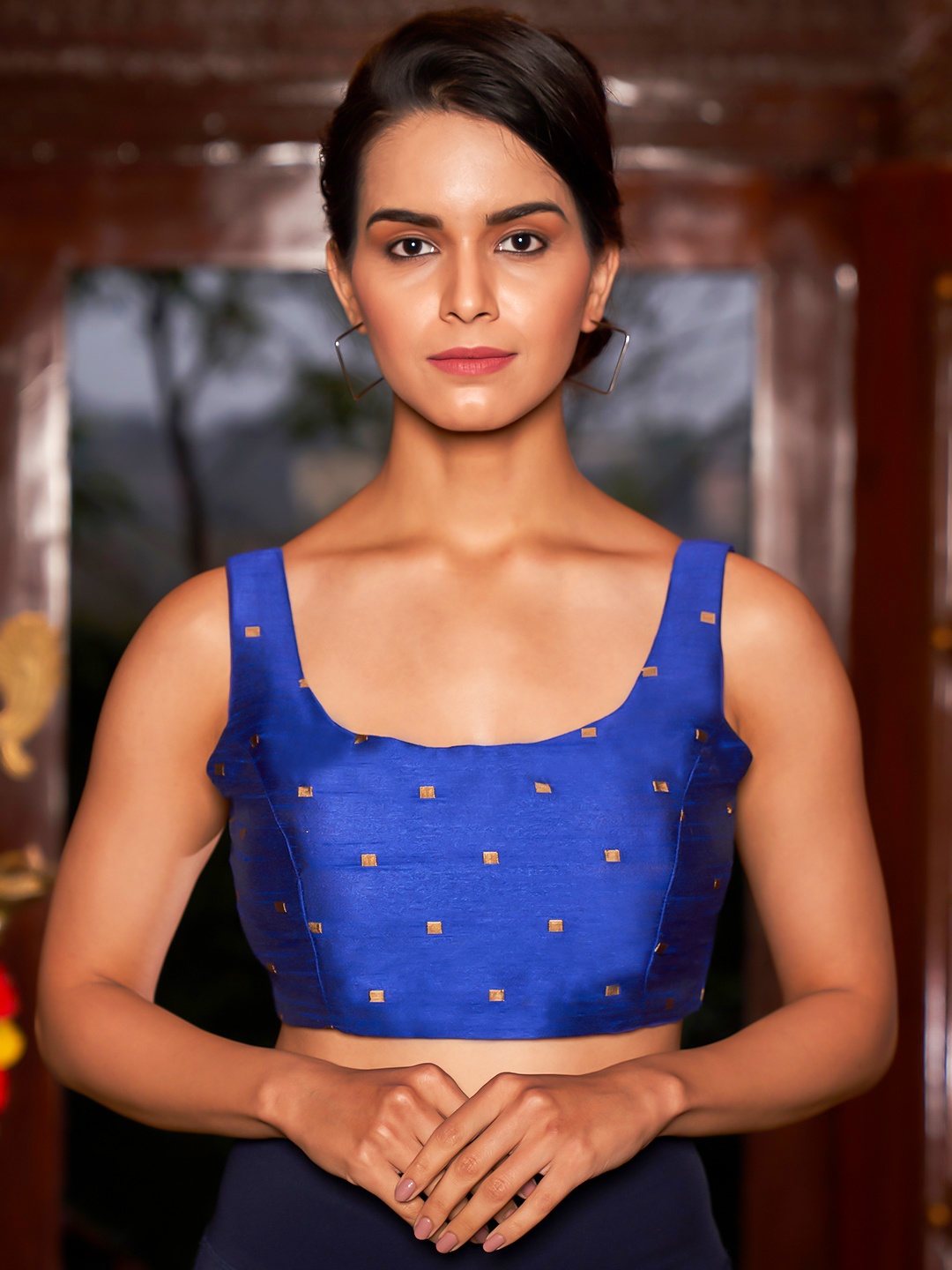 

KARAGIRI Printed Silk Saree Blouse, Blue