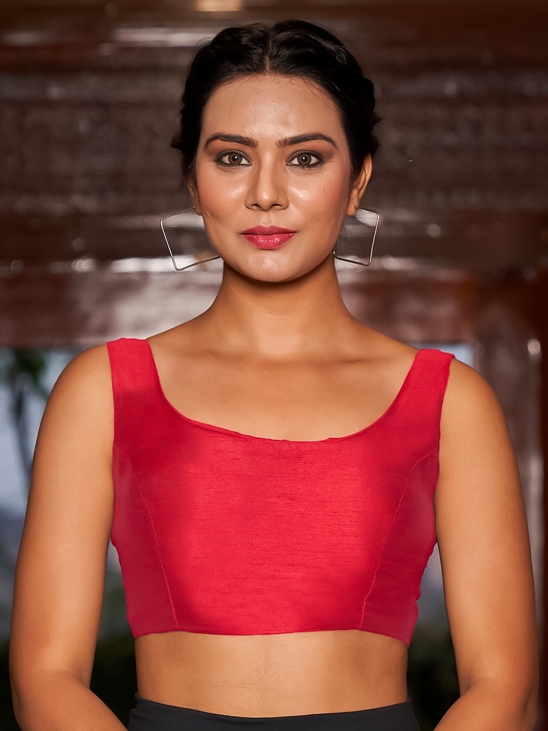 

KARAGIRI Sleeveless Silk Saree Blouse, Pink