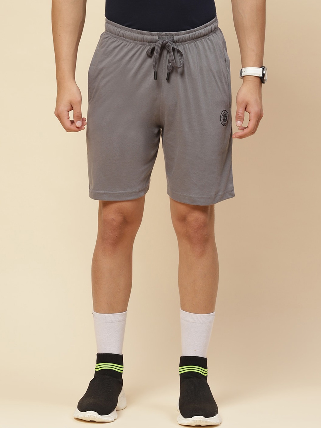

Cloak & Decker by Monte Carlo Men Mid-Rise Cotton Shorts, Grey