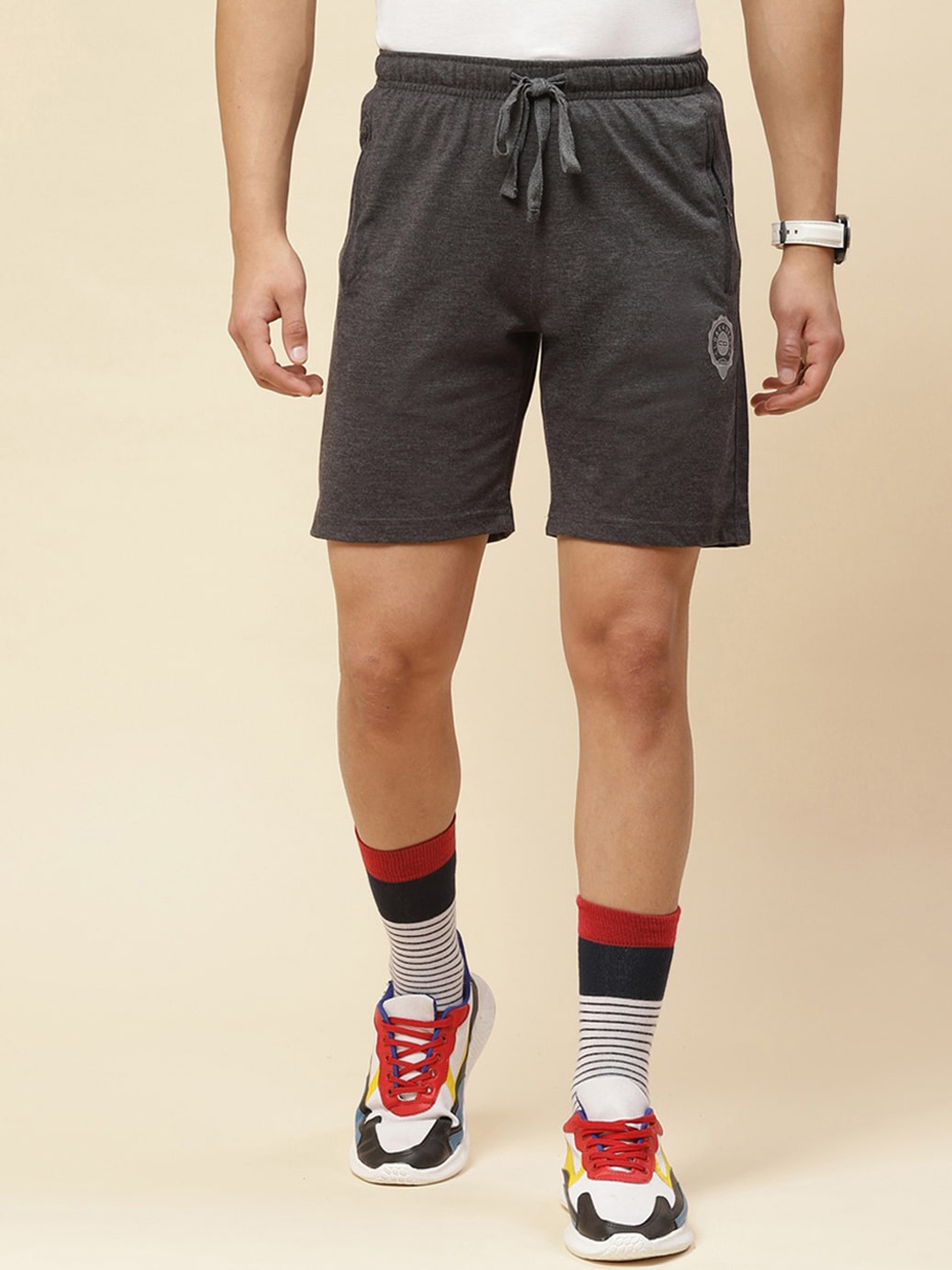 

Cloak & Decker by Monte Carlo Men Mid-Rise Cotton Shorts, Grey