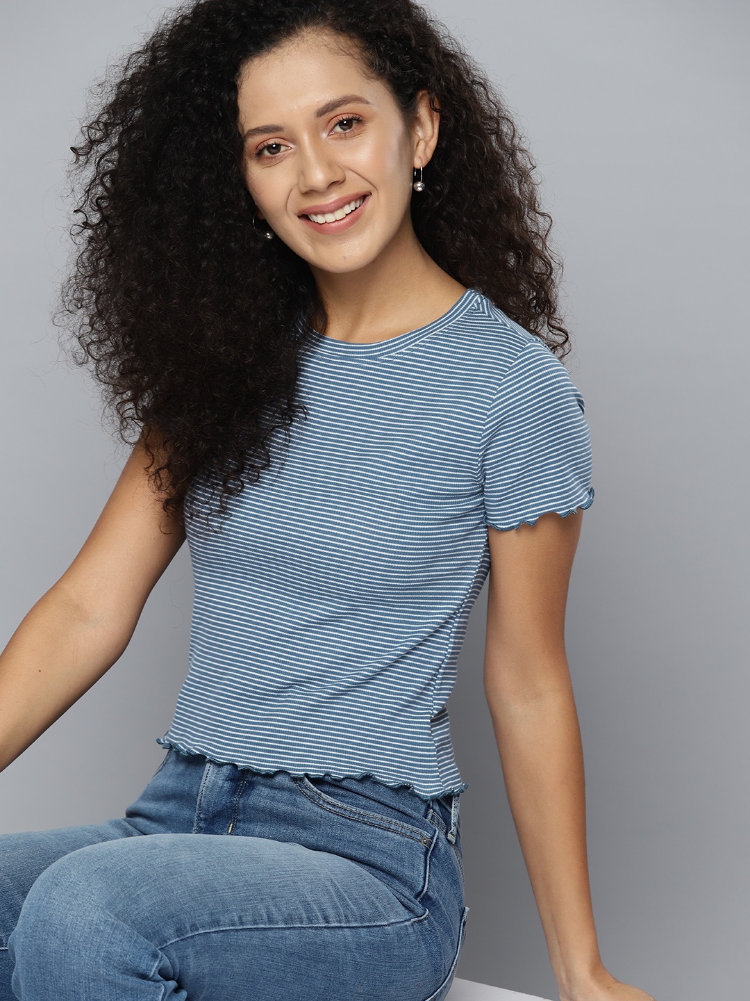 

Mast & Harbour Striped Crop Top, White