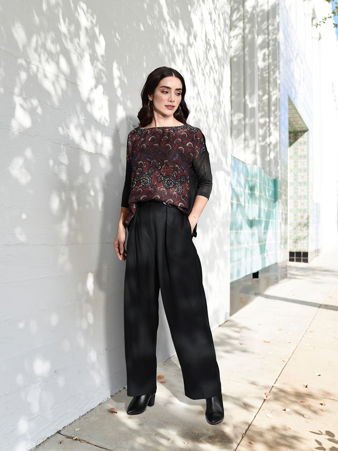 

Mast & Harbour Ethnic Motifs Print Top, Black