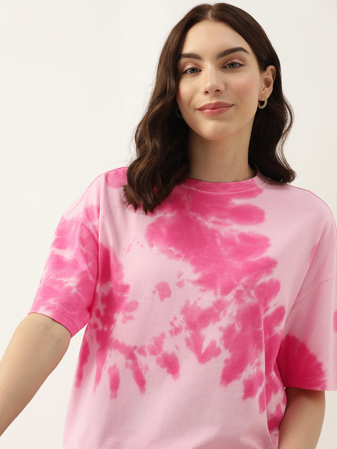 

DressBerry Tie & Dye Pure Cotton Oversized T-shirt, Purple