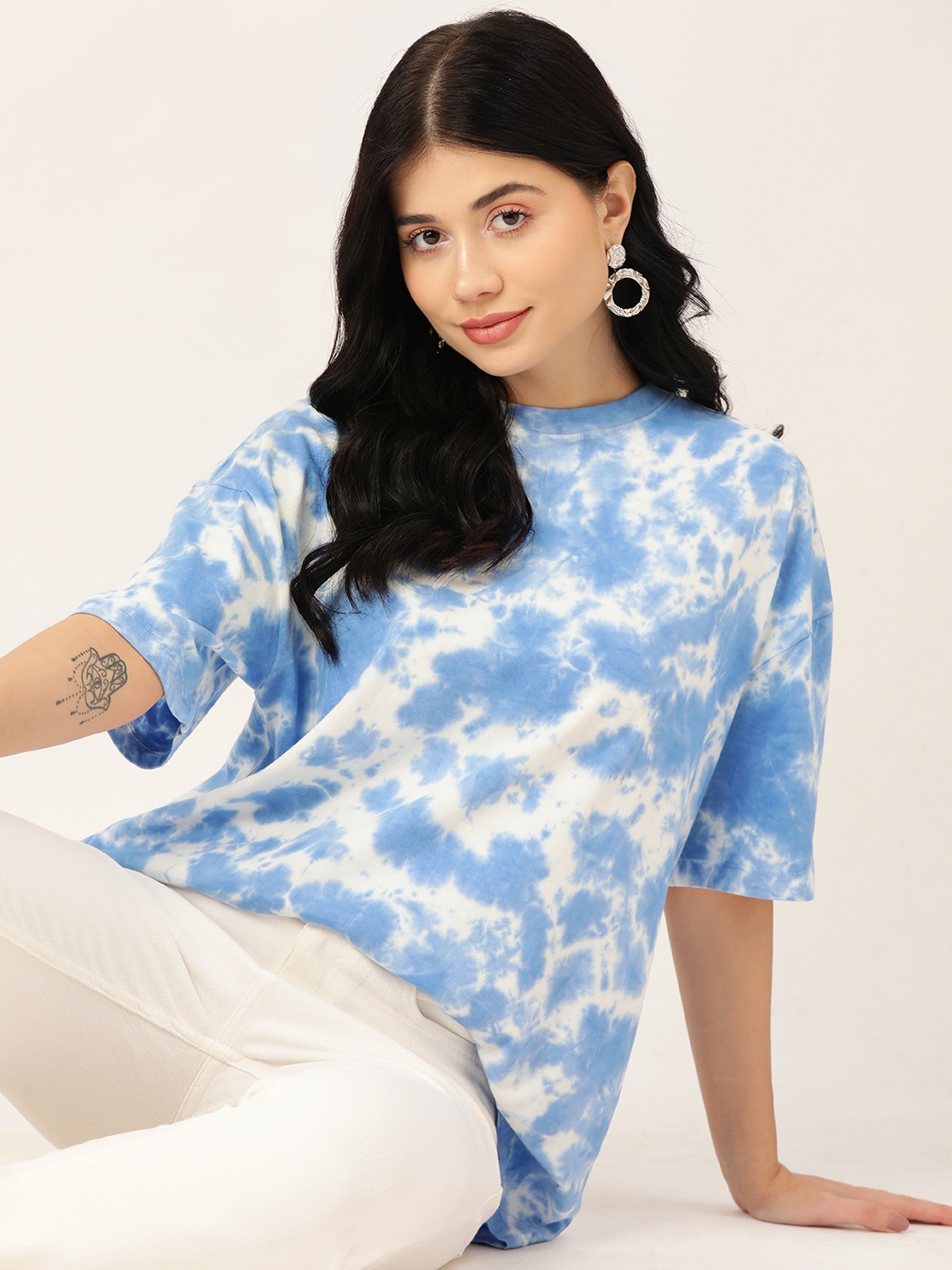 

DressBerry Tie and Dye Pure Cotton T-shirt, Blue