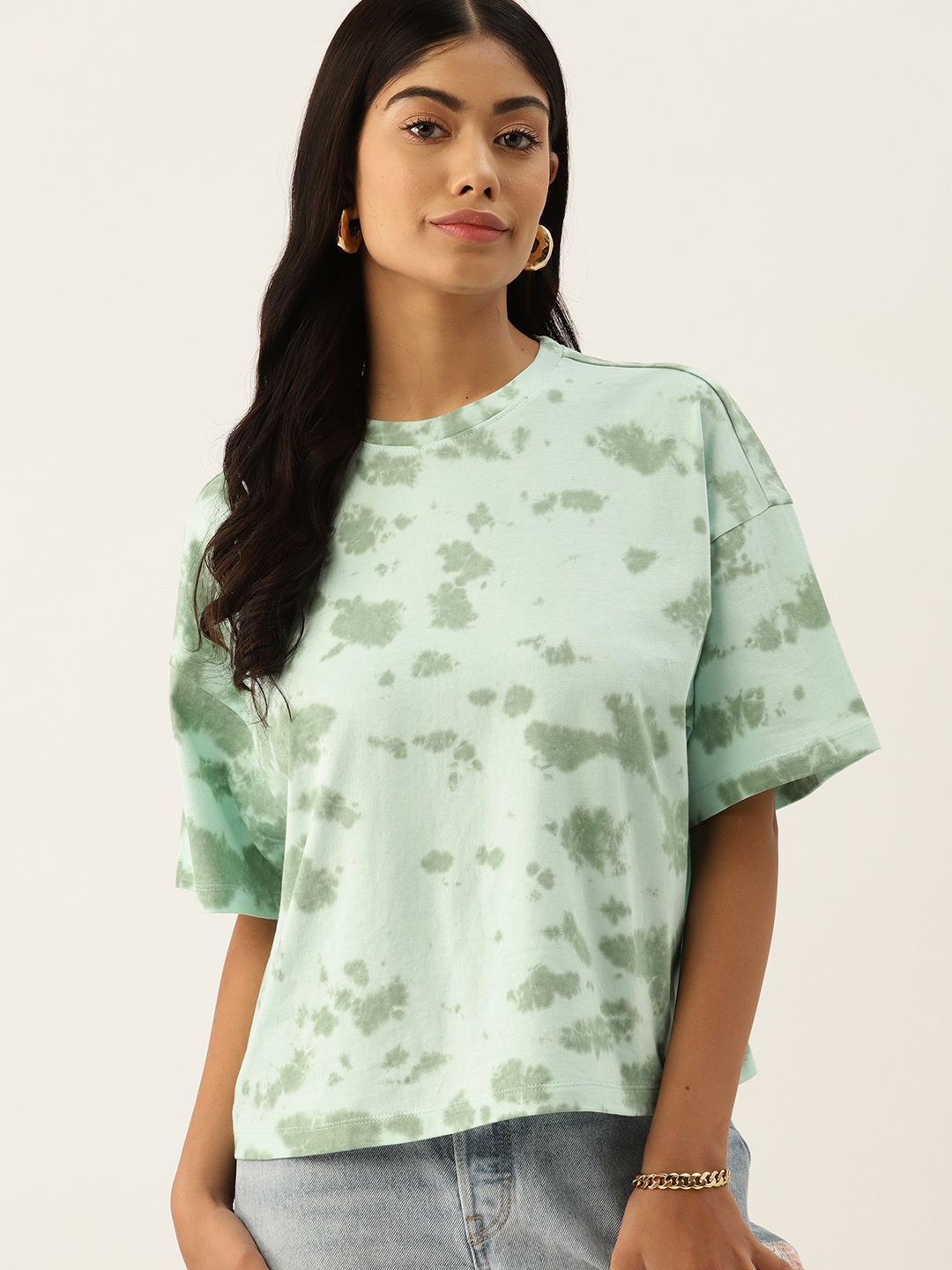 

DressBerry Dyed Pure Cotton T-shirt, Green